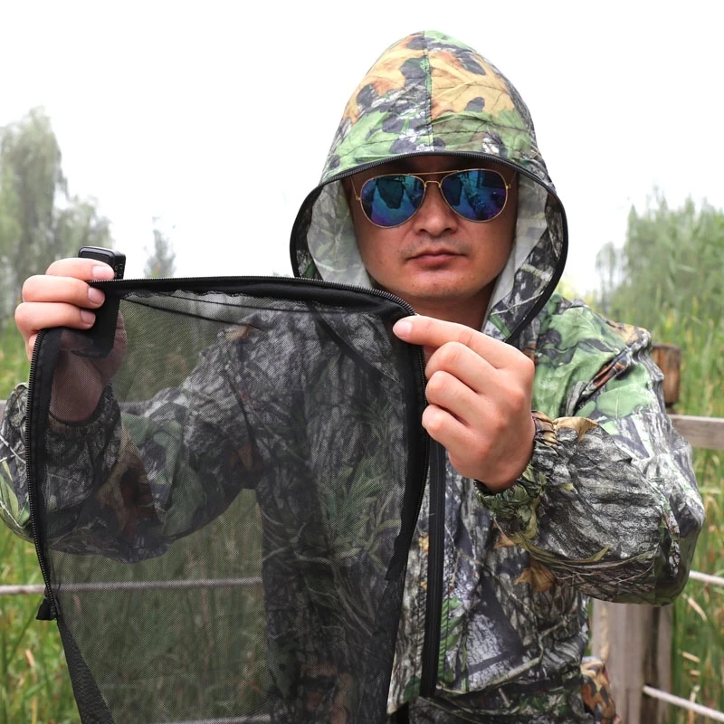 Summer Large Size Ultra Thin Hunting Fishing Clothes Sun-Protection Bionic Camouflage Hunting Suit Anti-Mosquito Fishing Suit