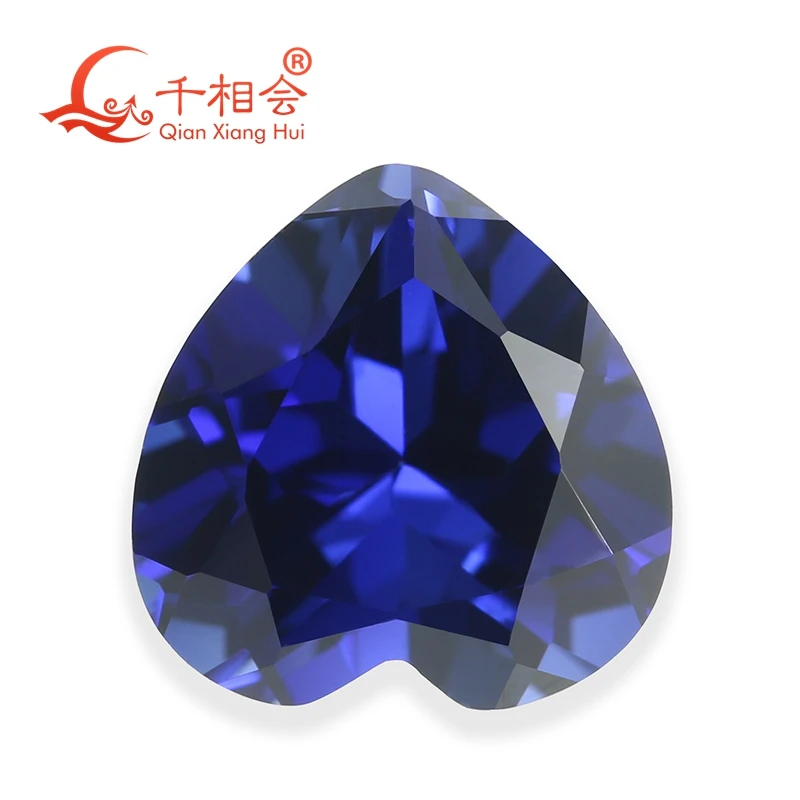 

4mm to 15mm heart shape artificial sapphire blue color natural cut corundum loose gem stone