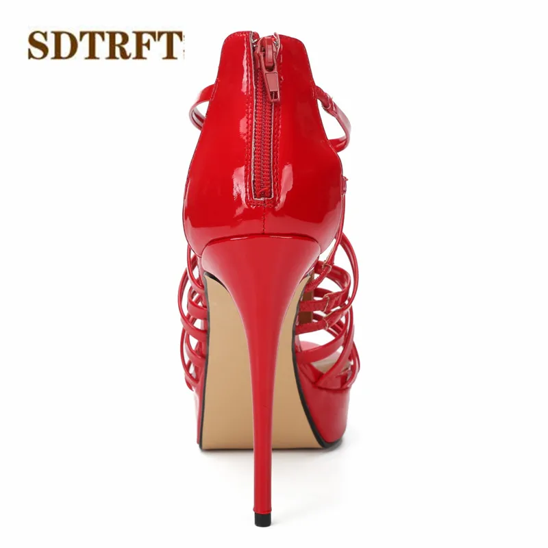 SDTRFT plattformen Sandalen Sommer 14cm dünne High Heels Crossdresser Schmale Band Schuhe frau Peep Toe Schnalle pumpen zapatos mujer