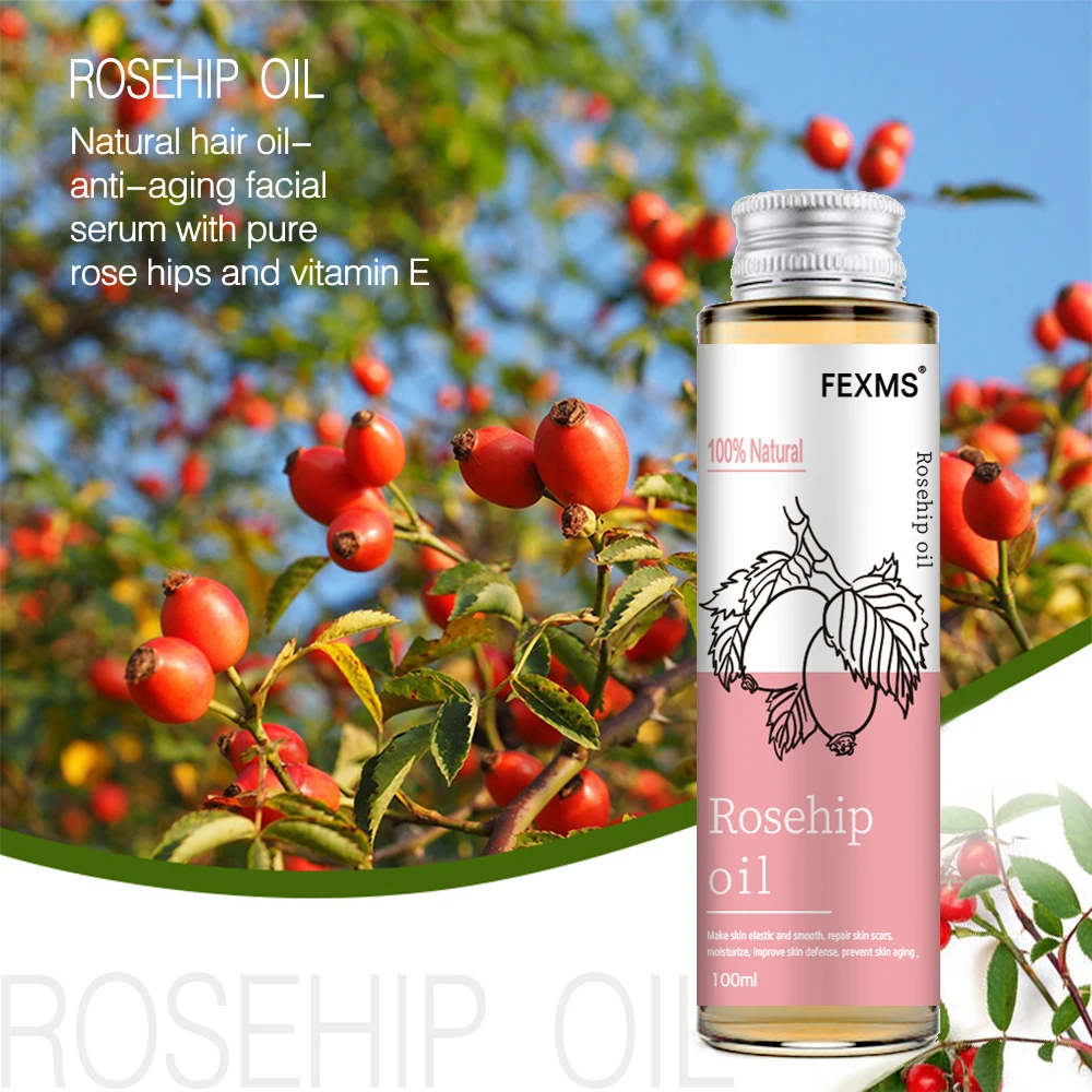 Rosehip Seed Oil, 100% Pure Organic Unrefined Cold Pressed Anti Aging Rose Hip Moisturizer For Hair Skin & Nails