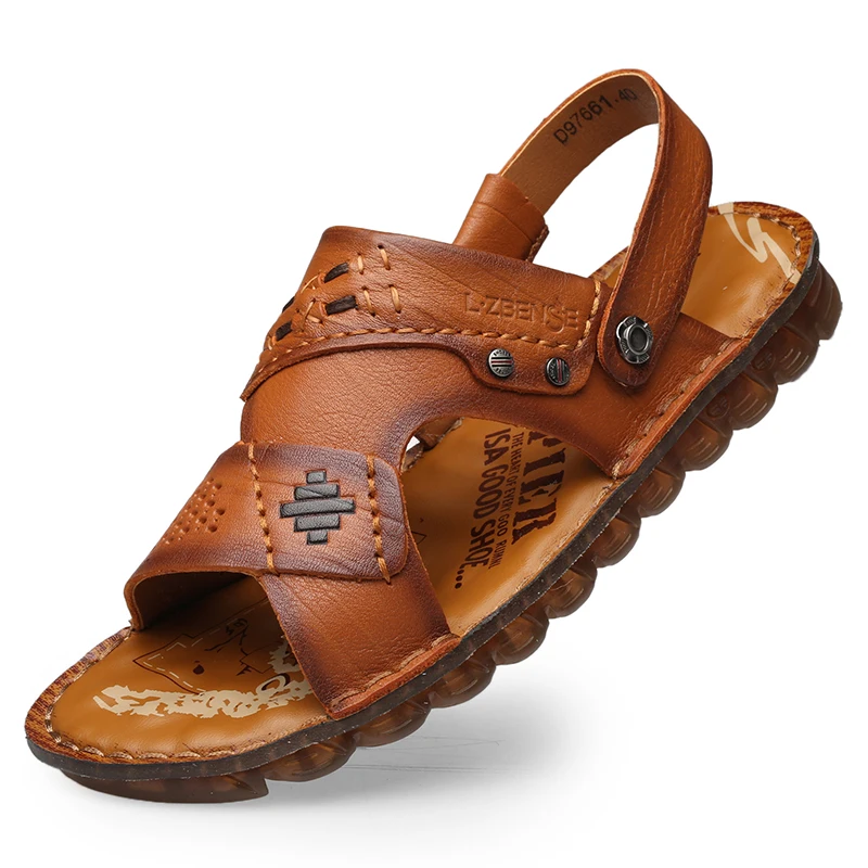 Men Sandals Slippers Genuine Leather Cowhide Male Summer Shoes Outdoor Casual  Sandals  Beach Shoes