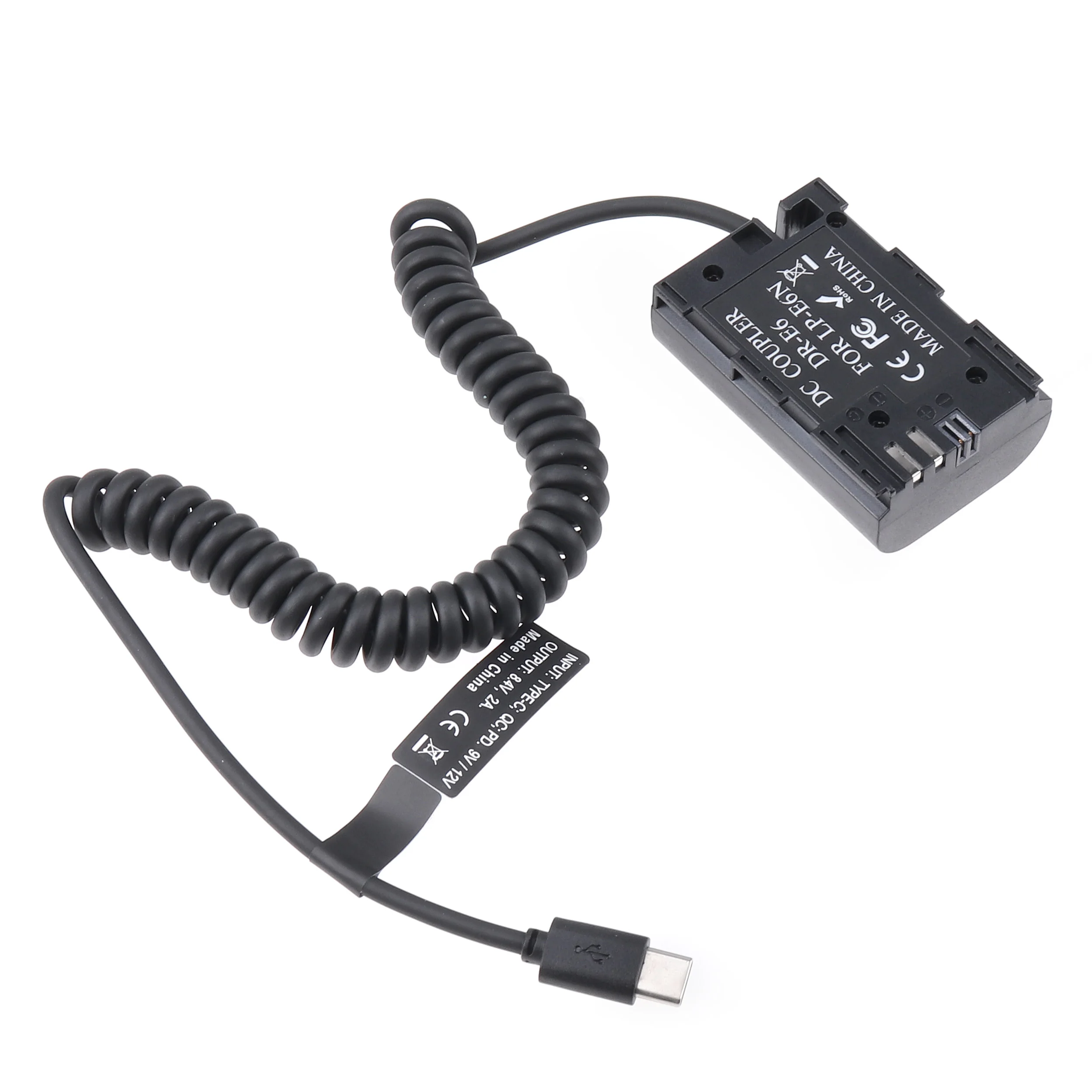 FOTGA LP-E6 Dummy Battery Power Adapter +Type C Cable for Canon 5D2 5D3 5D4 6D 6D2 60D 7D 7D2 70D 80D 90D 5DSR R R5 R6