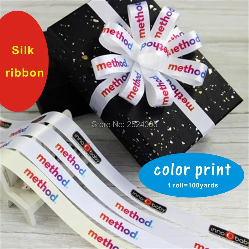 

free shipping silk ribbon color printing/gift ribbon/colorful screen print/clothing label/colorful tape/tag 100 yards a lot