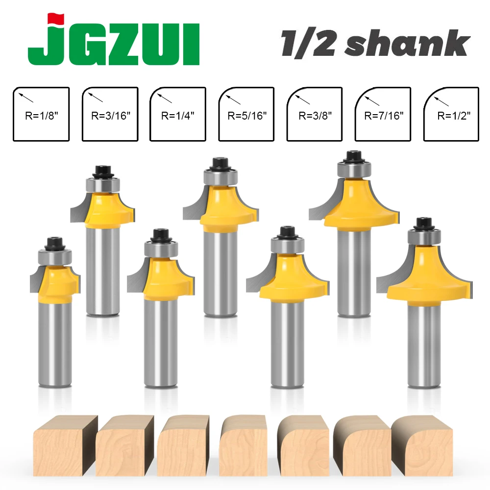 1pc 0.5in 12mm Shank Corner Round Over Router Bit with Bearing for Wood Woodworking Tool Tungsten Carbide Milling Cutter