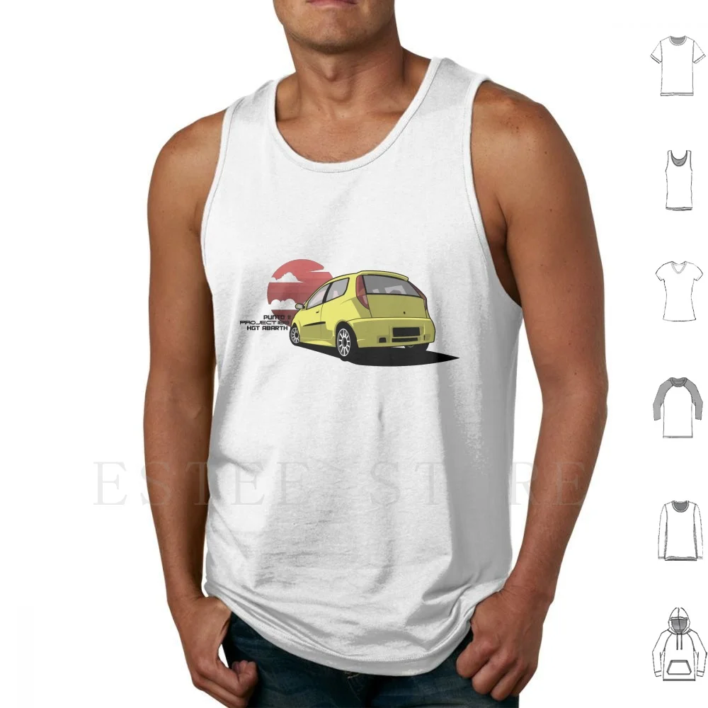 Punto Tank Tops Vest Sleeveless Mk2 Gen 2 Punto Hatchback Abarth Yellow Sport Tuning Performance Sunset Sun Clouds