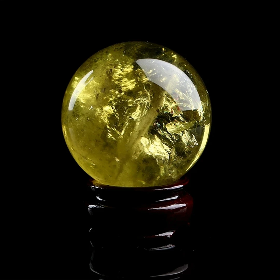 Natural Citrine Clear Quartz Phantom Garden Images Crystal Ball Feng Shui God Of Wealth Reiki Jewelry Sphere Decor For Furniture