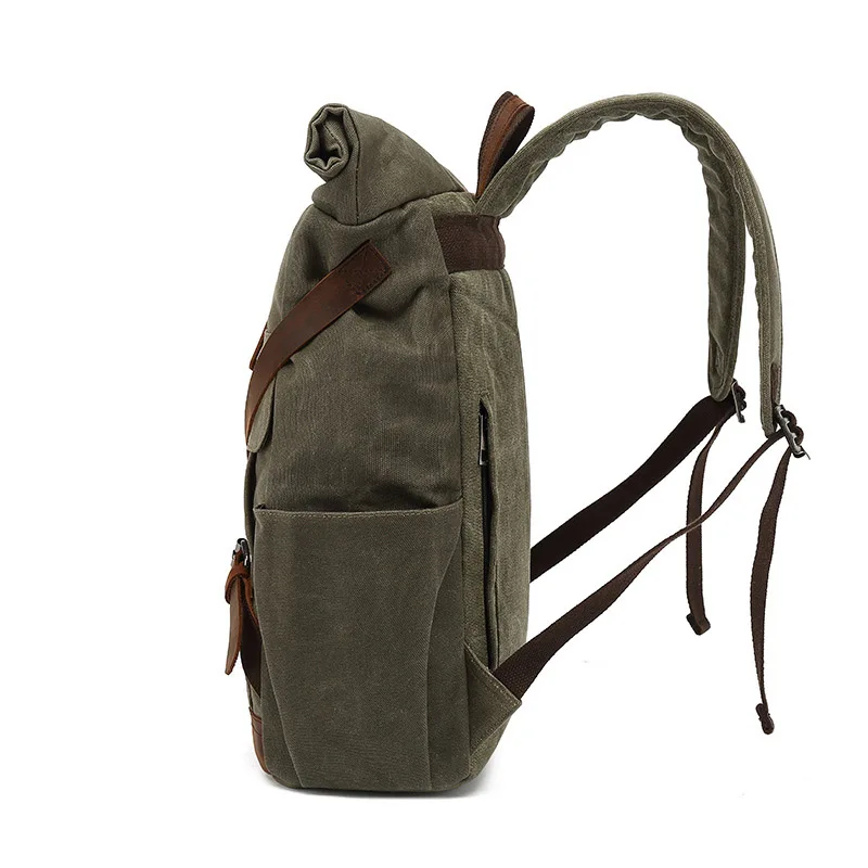 Waterproof vintage Waxed Canvas Backpack Men Backpacks Leisure Rucksack Travel School Bags Laptop Bagpack men shoulder bookbags