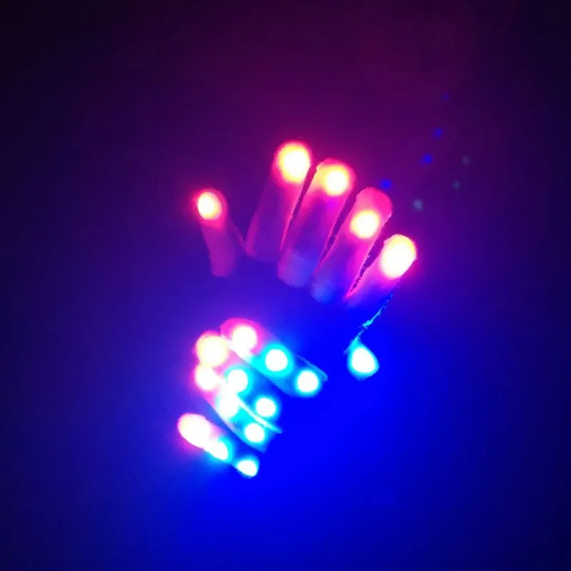 LED Flashing Magic Glove Light-Up Toys Glow In The Dark Toys Light Up Finger Tip Lighting Toys For Children Kids 1PC