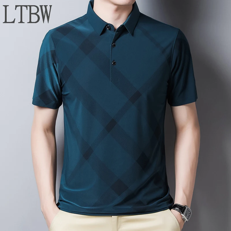 

LTBW Classic Retro Men Striped Short-sleeved POLO Business Work Casual Trend Wild Men Short-sleeved Summer