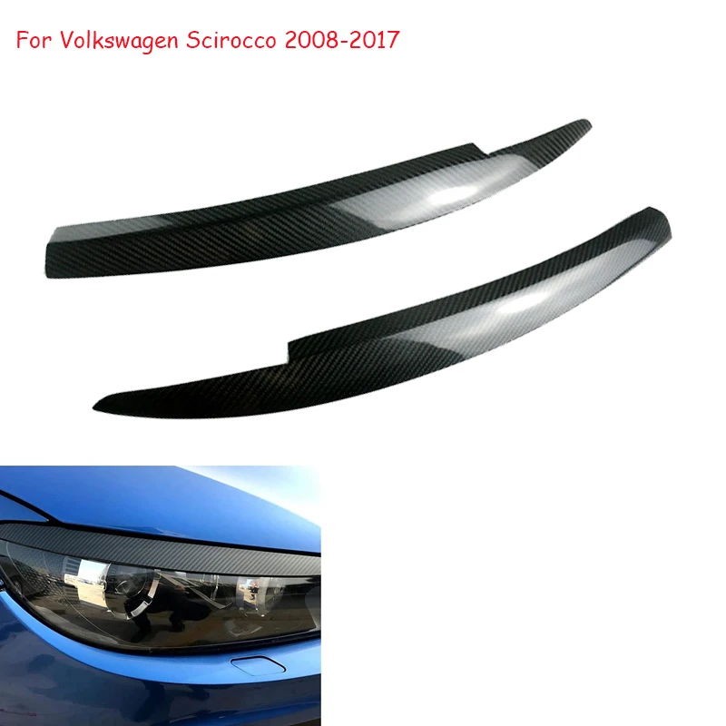 

For Volkswagen Scirocco Car Carbon Fiber Stickers Head Light Lamp Eyebrow Eyelid Cover Trim 2008 2009 2010 2011 2012 2013 ~ 2017