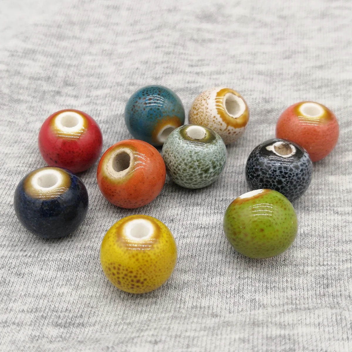 20 stücke Runde 10mm Phantasie Glasur Keramik Porzellan Lose Spacer Perlen Lot Für Schmuck, Die DIY – Detail 1