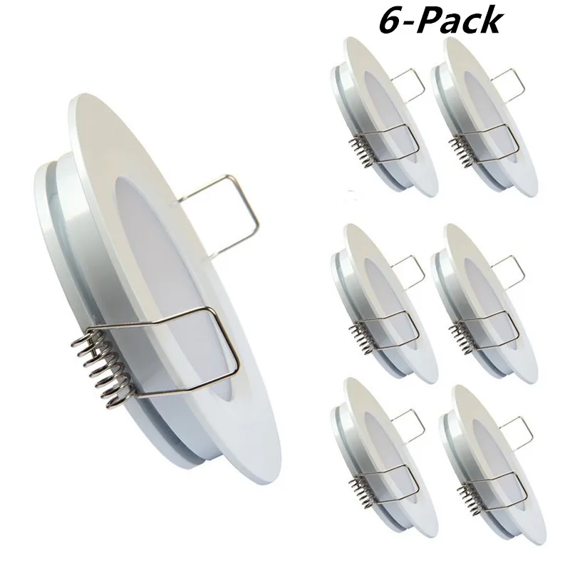 Tokili Ceiling Lamp for Kitchen 6-Pack Spring Clips Mount Low Profile Full Aluminum DC12V 3W LED Light Downlight Dome Lighting