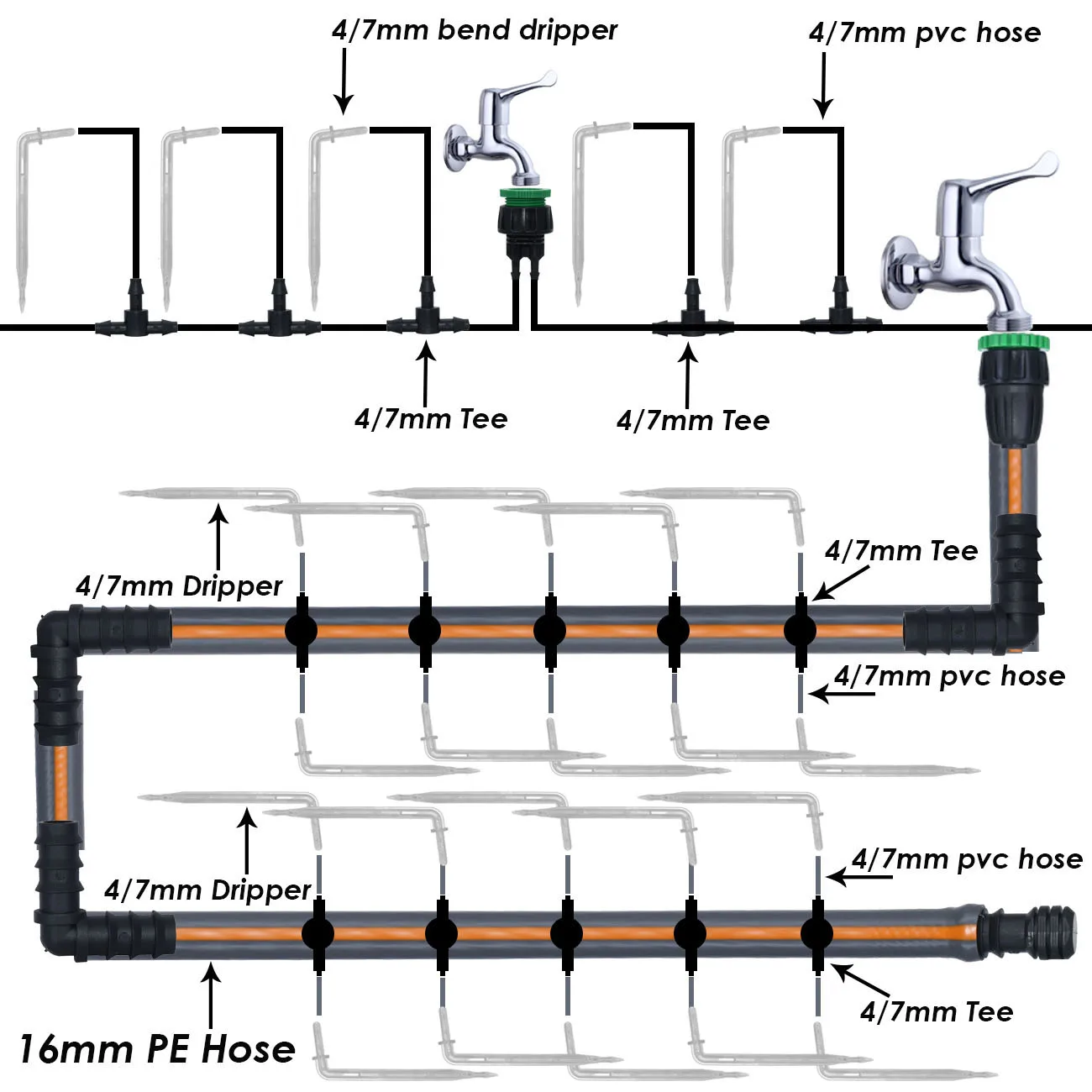 KESLA-sistema de riego por microgoteo de 5-50M, Kit automático, manguera de jardín, irrigador con temporizador, gotero ajustable, invernadero de