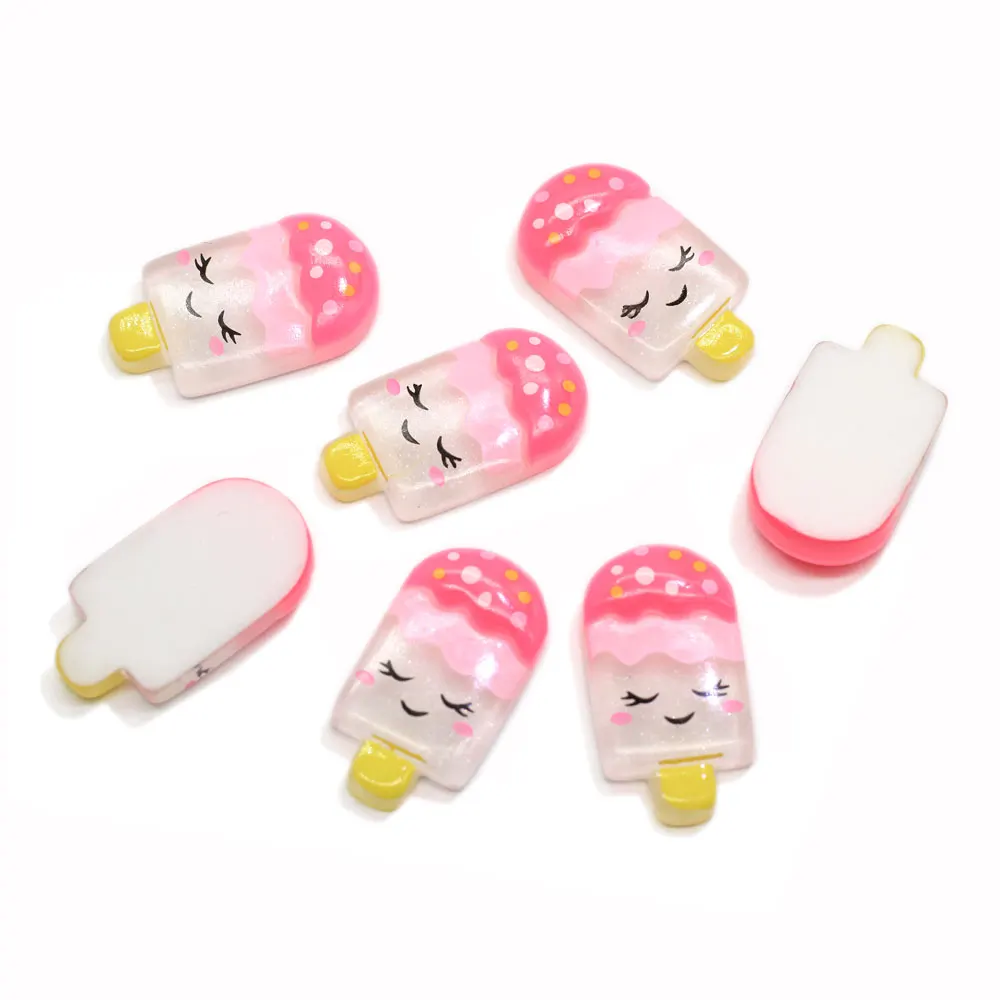 Cute Pink Ice-Cream Resin Flat Back  Jelly Color Cabochon Kids Hair Pin Accessory Planar Jewelry Making Supplier