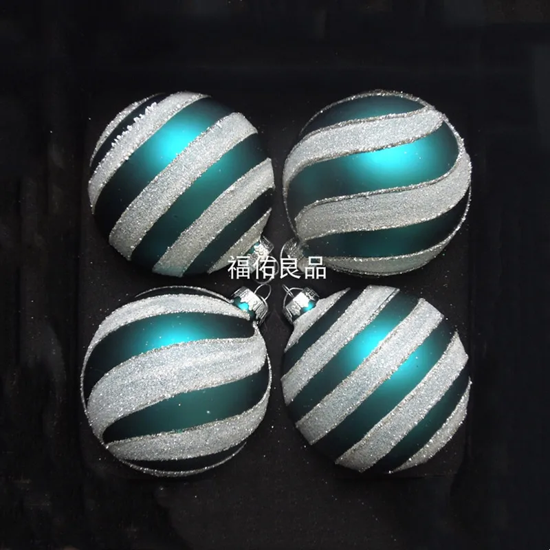 

4pcs/pack Diameter=8cm Blue Painting Series Handmade Hanging Glass Ball Christmas Day Decoration Globe Festival Friend Gift
