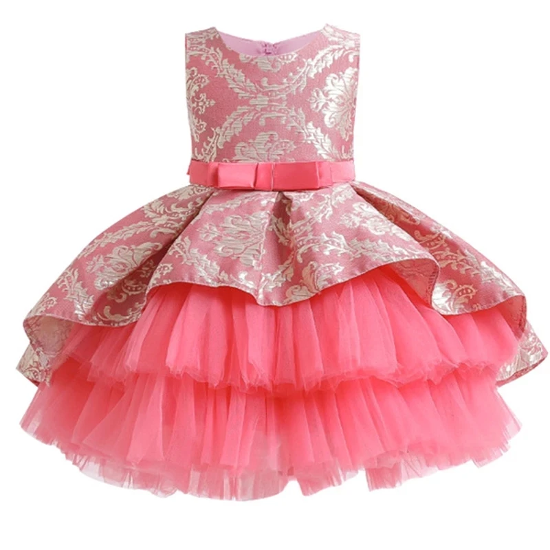 

Children Dress 2020 Autumn Winter Christmas New Girls Lace Princess Dress Jacquard Puffy Dress Catwalk Show Skirts Girl Dresses