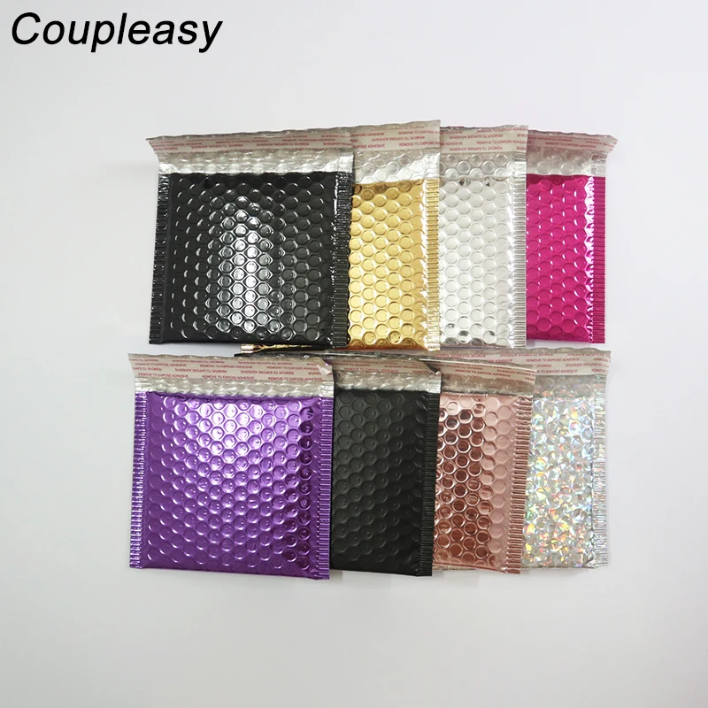 

50Pcs Purple/Black Plastic Envelope Bag Small Bubble Mailers Padded Envelopes Self Seal Shipping Mailing Bags Stationery 15x13cm