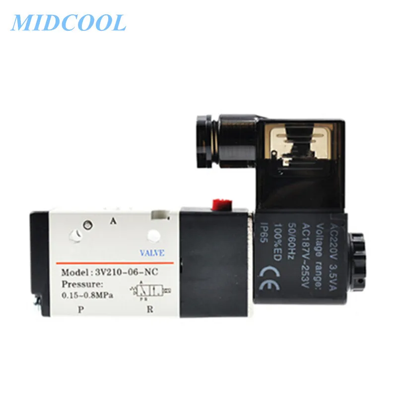 Solenoid Valve 3V200 Series 3V210 3V220 220V 110V 24V 12V 3 Port 2 Position Terminal/Grommet Type Single / Double solenoid