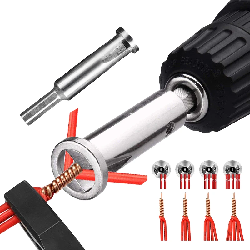 Herramienta de alambre de torsión eléctrica 2 ~ 4 orificios electricista Universal automático de pelado de alambre trenzado doble conector de la máquina