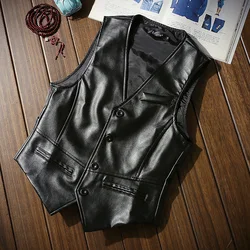 Outwear Biker Leather Waistcoats Mens Clothing Autumn Men's Vests Coats Pu Leather Sleeveless Jackets Casual