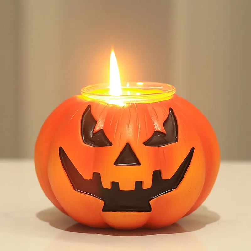 Resin Halloween Candle Houlder Pumpkin Halloween Party Decor Ornament