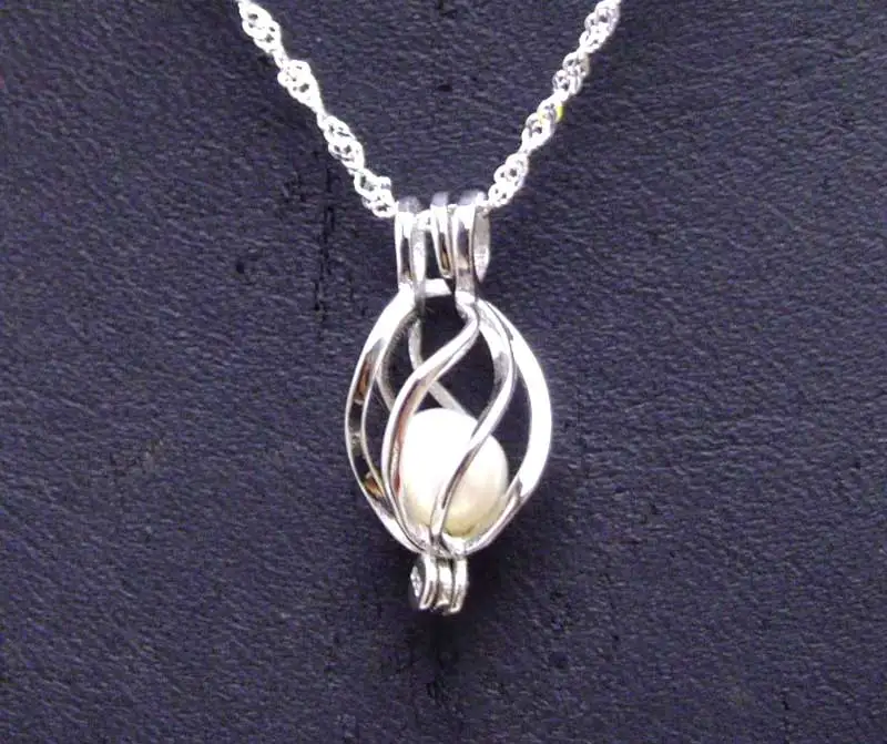 Qingmos Wish Pearl Box Sterling Silver S925 Drop Pendant Necklace for Women with Natural Oyster Pearl Necklace 16\