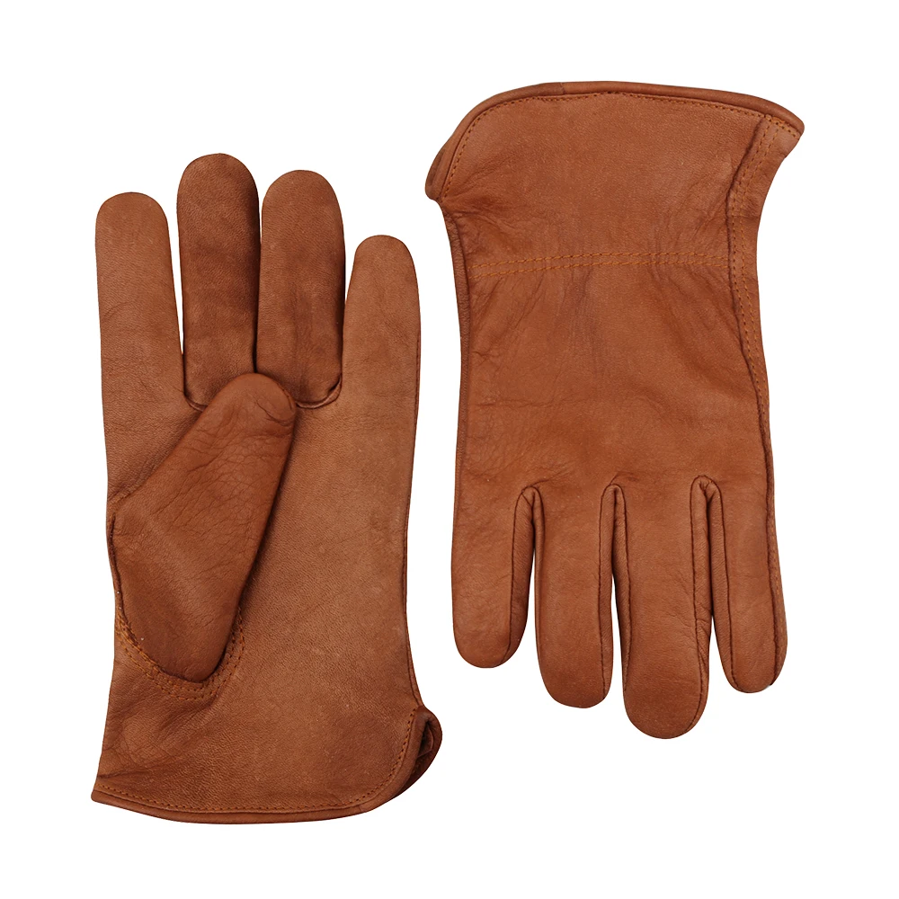 Brown Leather Work Gloves Motorcycle / Driving / Gardening / Cycling / Fruit Picking Safety  Gloves By Dian Shang