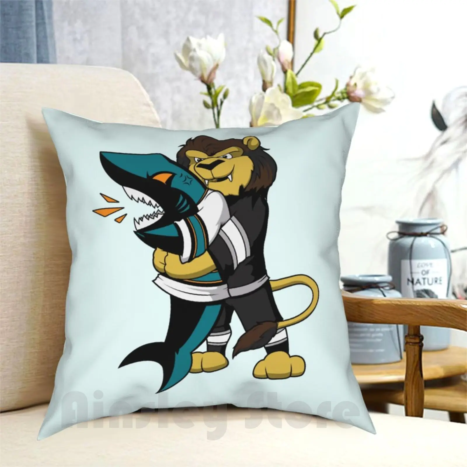 Heimlip-funda de almohada estampada para San José, cubierta de almohada suave para el hogar, con diseño de tiburón, Ideal para deportes de Hockey, La Kings