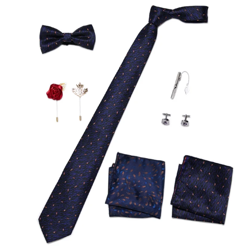 Herren-Krawatten-Set, luxuriöse Geschenkbox, Seidenkrawatte, Krawatten-Set, 8-teilig, innenverpackt, festliches Geschenk, Krawatte, Einstecktücher, Urlaubsgeschenk für Männer – Detail 14