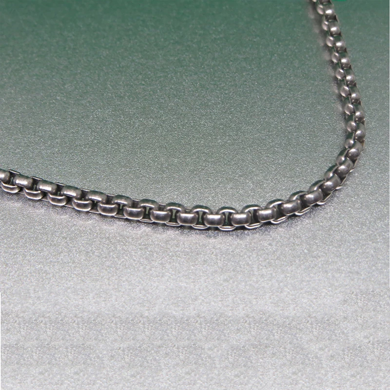 I-souled 3MM Round True Titanium Box Chain Link Necklace Continuous Loop Infinity Necklace Hypoallergenic for Daily Wear Jewelry