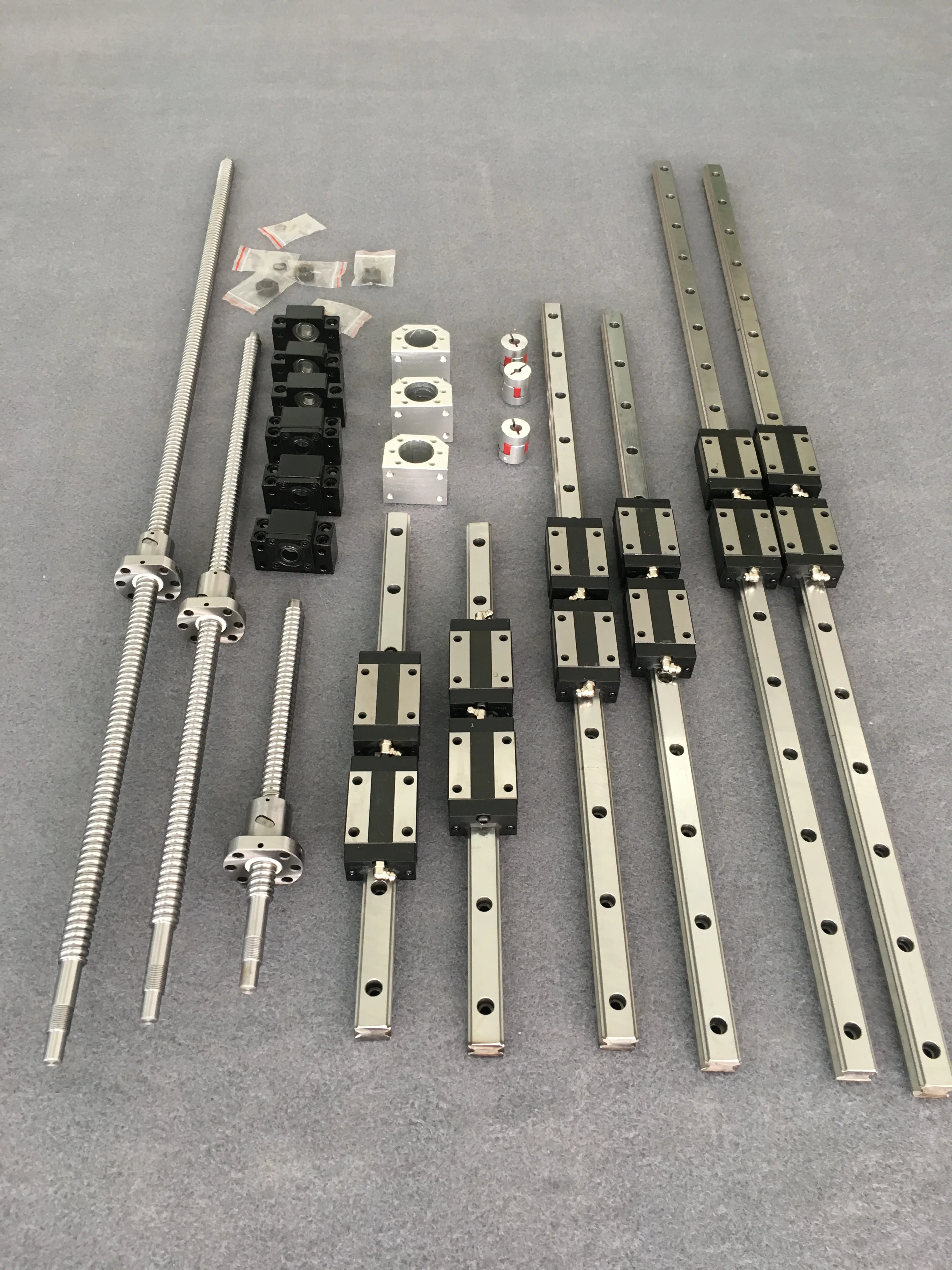 

6 pcs HGR20 linear guides+3ball screw sfu1605-400/500/600 +12 carrige blocks HGH20CA+3 BKBF12+3 DSG16H +couplers CNC SET