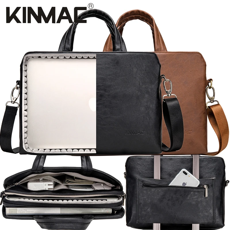 Kinmac Brand Laptop Bag 13,14,15,15.6,16 Inch,Messenger Handbag Shockproof Man Lady Leather Case For MacBook Notebook Dropship