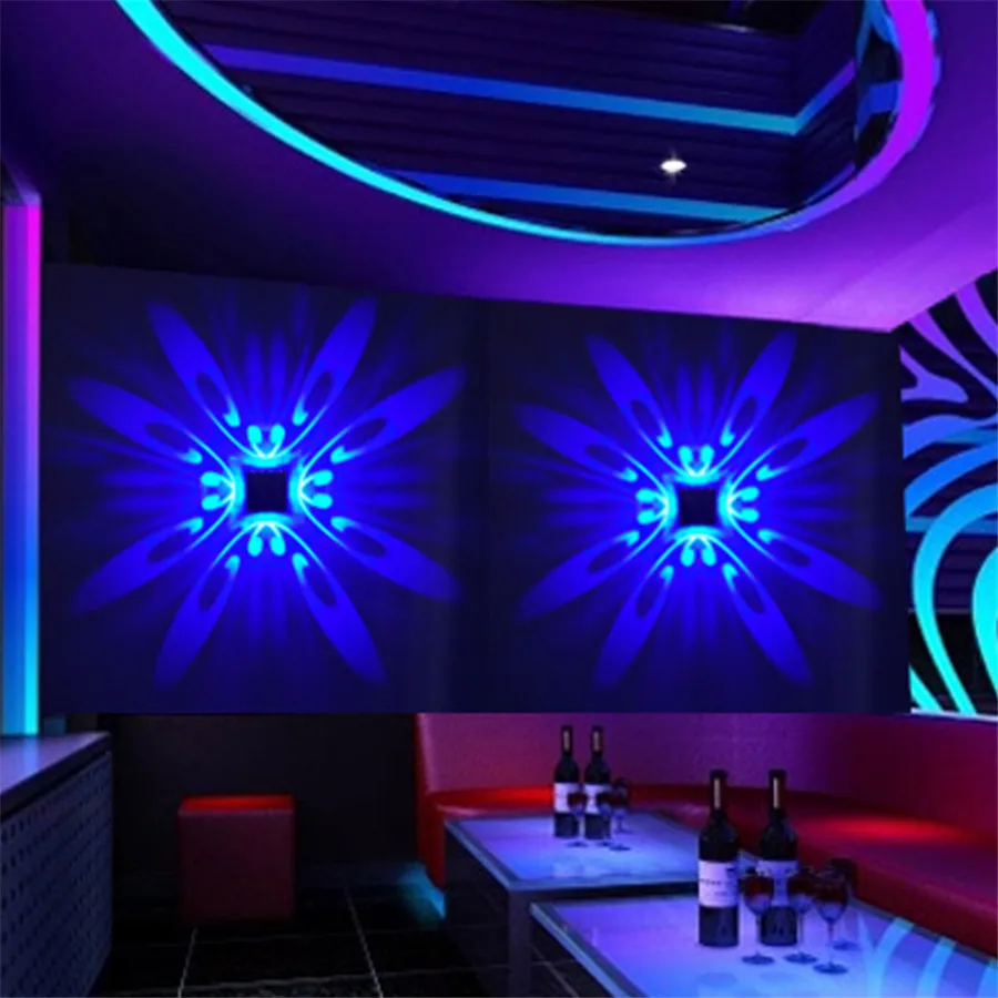 1PCS RGB Flower LED Wall Lamp Wall Mounted Remote Projection Colorful Wall Light Luminaire For Party Bar Lobby KTV Home Decor