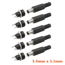 5/10/20Pair DC Power Supply DIY Electronic Connector DC-022 5.5 x 2.1mm Plastic Male Plug Power Socket Female Jack Mount Adapter