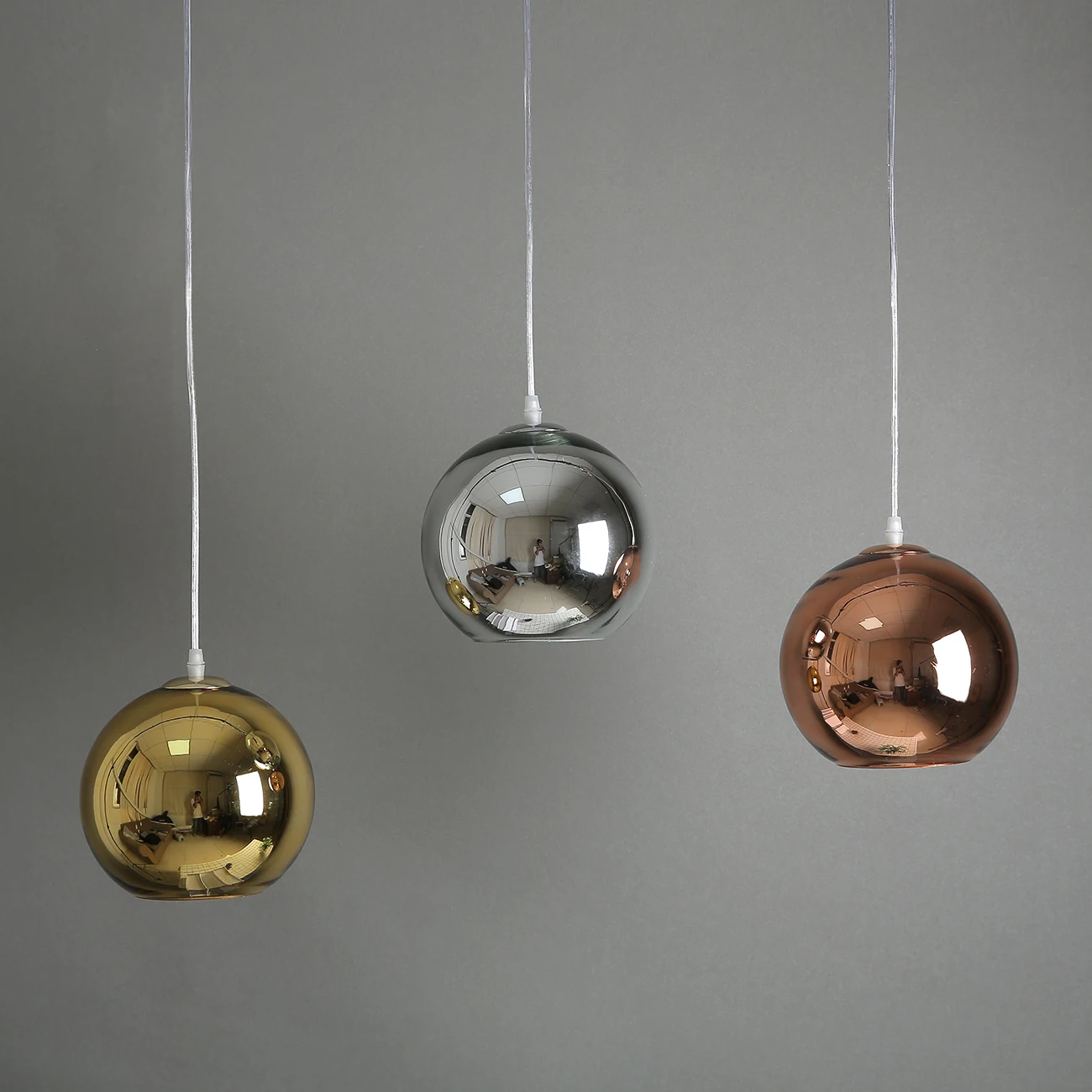 Modern Electroplated Golden Ball Pendant Lights Glass LED Hanglamp Kitchen Hanging Light Living Room Cafe Luminaries