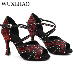 WUXIJIAO Brand Women's Ballroom Dance Latin Dance Shoes Salsa Dance Sandals 8.5/9/7.5CM High Heels