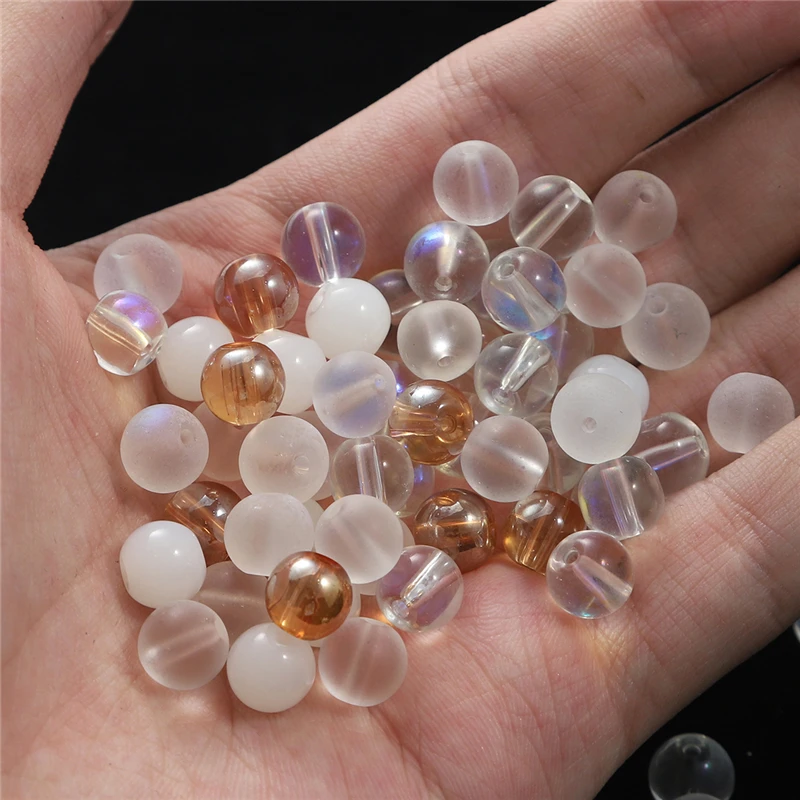 20-100Pcs Glass Matte Light ab Color 4 6 8 10mm Round Spacer Loose Beads For Jewelry Making DIY Findings Needlework Beads