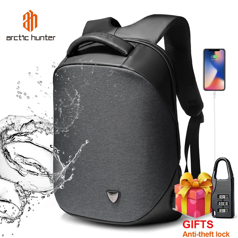 

ARCTIC HUNTER Anti-theft Men USB Charging Backpack Headphone plug 15.6" Laptop Backpack waterproof Business Large Travel bag