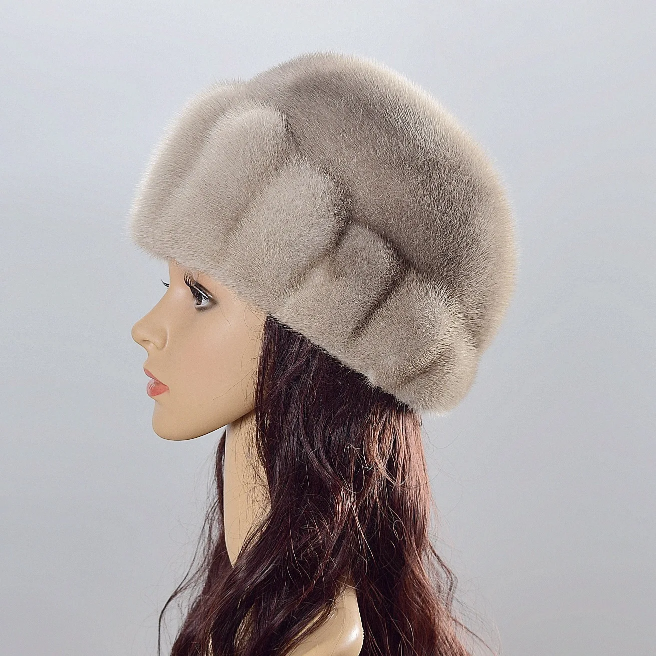 JKP Women\'s Real Mink Fur Hat Winter Keep Warm Whole Mink Hat Ear Protection Female Fashion Leisure Cap Beanie