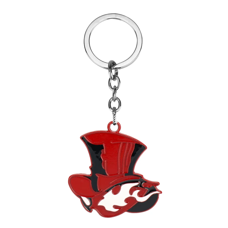 Japanese Game Persona 5 P5 Keychain Take Your Heart Logo Red Hat Key Chain Women Men Key Rings Trinket Souvenir Gift