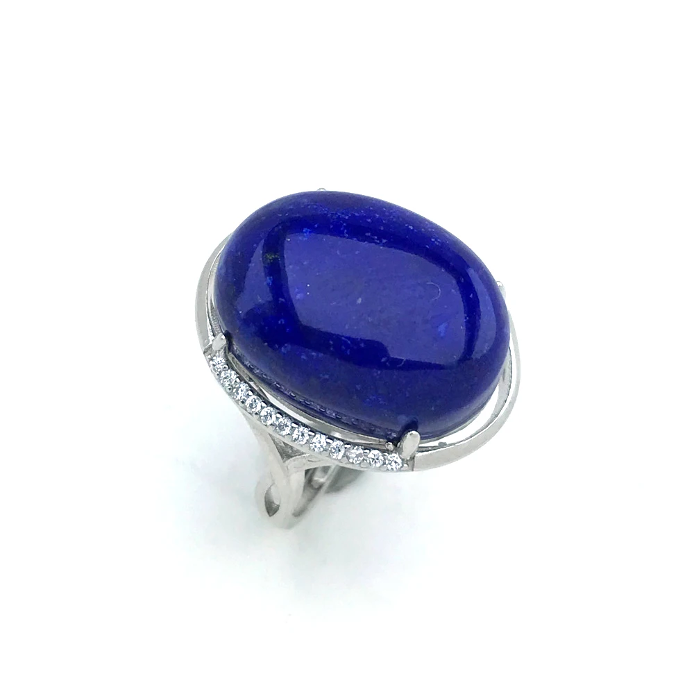 100% Natural Lapis Lazuli 925 silver rings for women gemstone man big rings fine jewelry Opening ring design gem oval 13*18mm