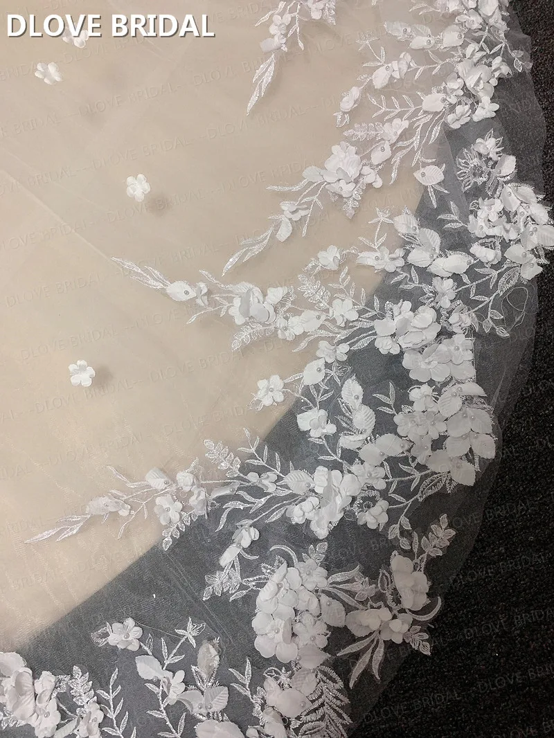 Abito da sposa in cristallo di lusso Illusion maniche lunghe abito da sposa a sirena con Appliques in pizzo fiore 3D abiti su misura in fabbrica