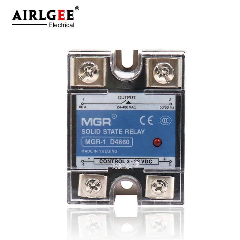 

Input 3-32VAC Output 24-480V AC AC Single Phase Solid State Relay MGR-1 D4860 SSR-60DA 60A DC control AC