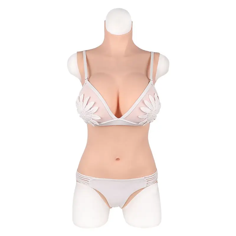 6G Upgrade L-E CUP Triangular Fake Vagina Artificial Boob Realistic Silicone Breast Bodysuit for Crossdresser Shemale Drag Queen