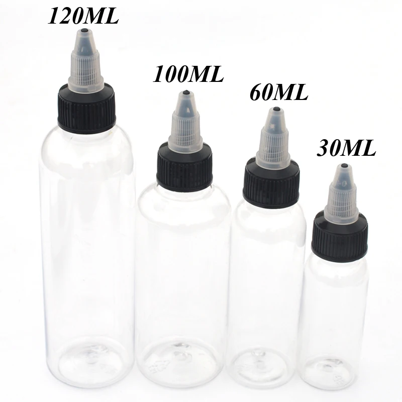 PET 플라스틱 E 액체 유니콘 병, 트위스트 오프 캡 드로퍼 병, 30ml, 50ml, 60ml, 100ml, 120ml, 50 개