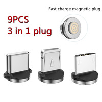 9PCS 3.0A Magnetische Kabel Plug Type C Micro Usb C Stekkers Snelle Oplaadkabel Adapter Telefoon Type-C Magneet Charger Plug