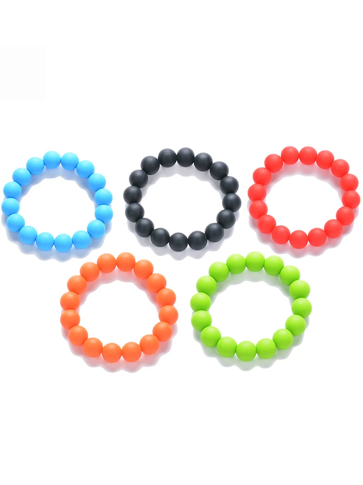 Bracciale dentizione alto bracciale donna bracciale massaggiagengive tondo perline in Silicone gioielli infermieristica masticazione Food Grade