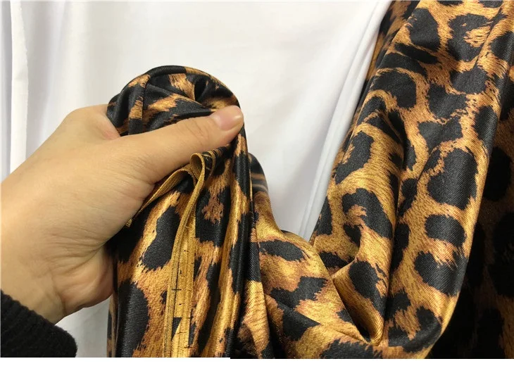 Large Stretch Satin Glossy Spandex Leopard Print Fabric Latin Dance Clothes DIY Costume Fabric