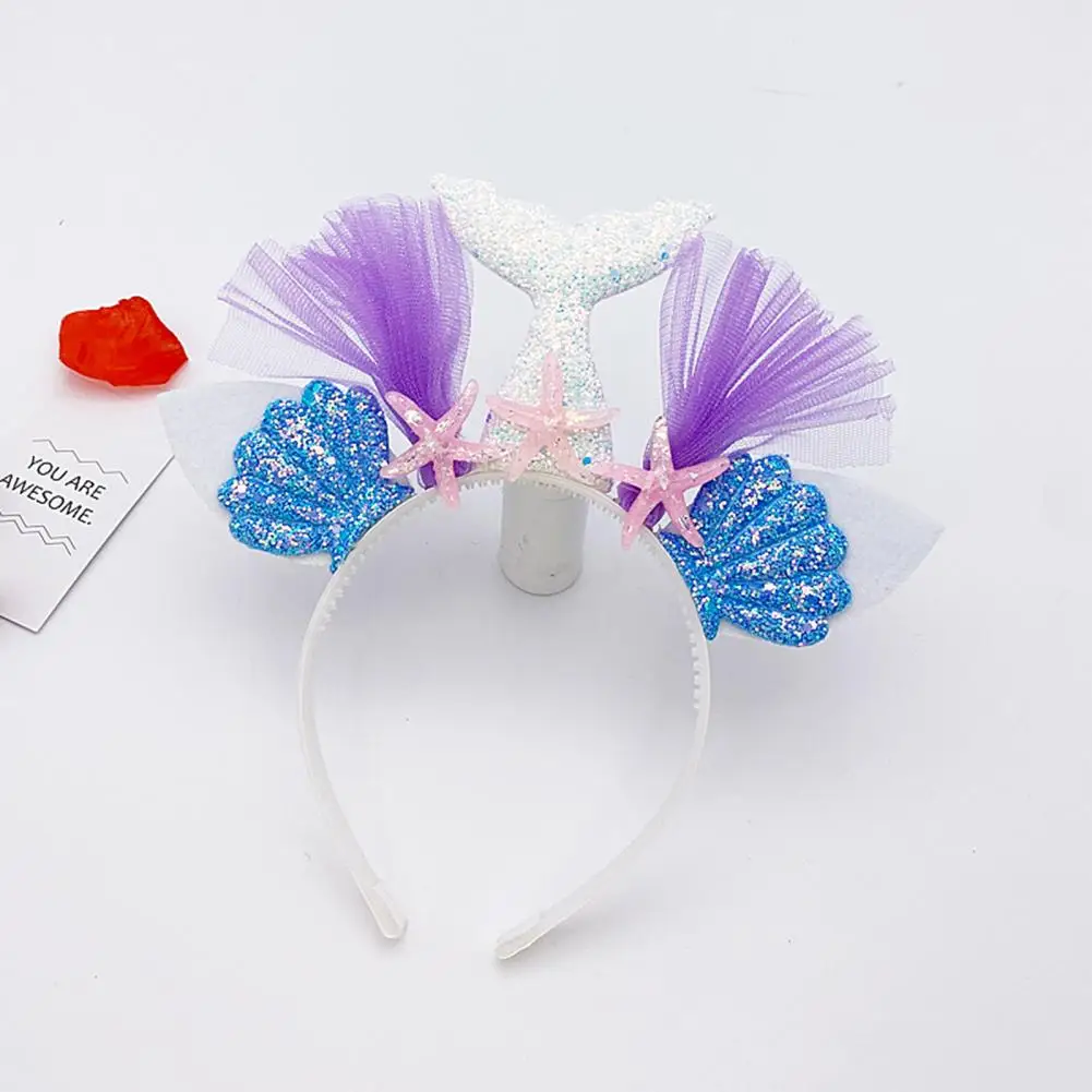 Diadema de piel sintética para niña, aro de pelo de cola de sirena delicada, 7 colores, decorativo para fiesta