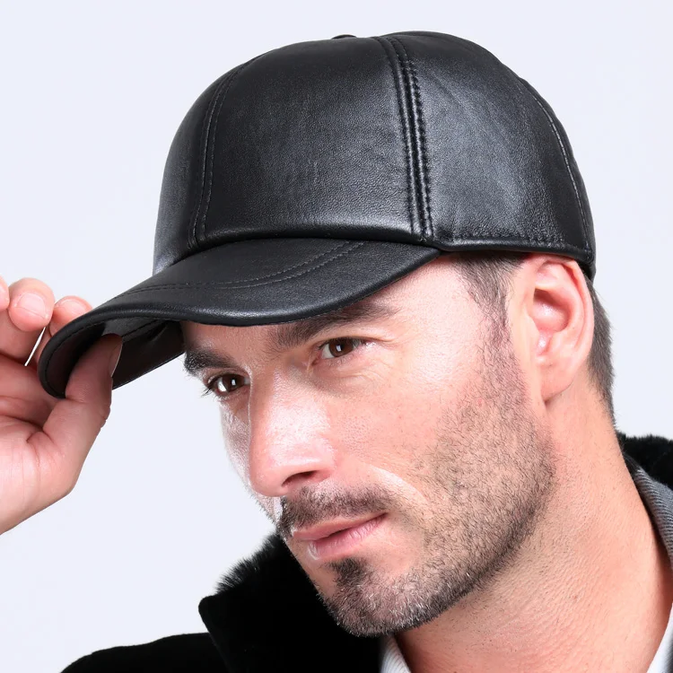 Hot selling gorras hombre snapback 2020 new winter Sheepskin hat genuine leather warm adjustable baseball cap for man caps